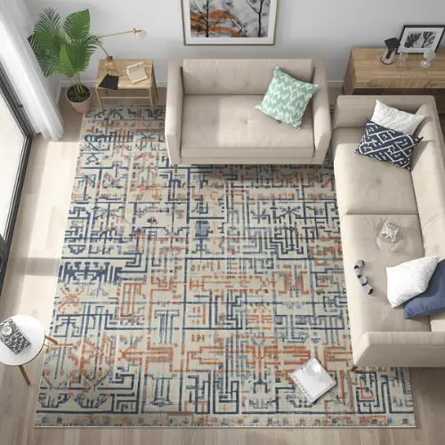 Abstract Linear Pattern Geometric Modern Rug for living room decor