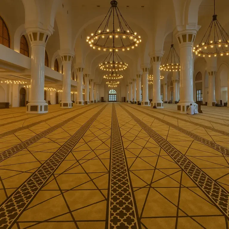 Beige and brown Mosque Carpet in mosque
