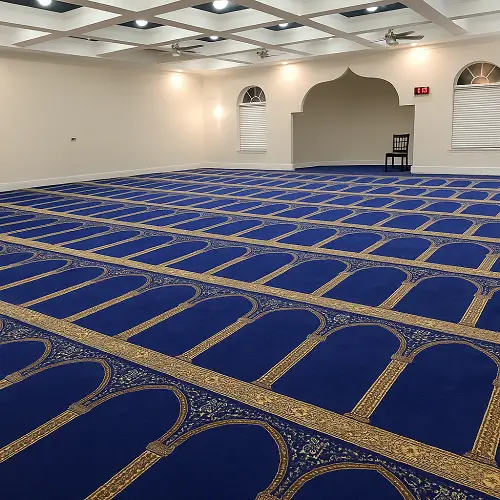 Blue and Goldern Polypropylene Mosque Carpets in mosque