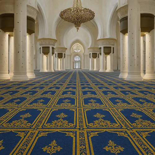 Blue and goldern Custom Mosque Carpet in Mosque