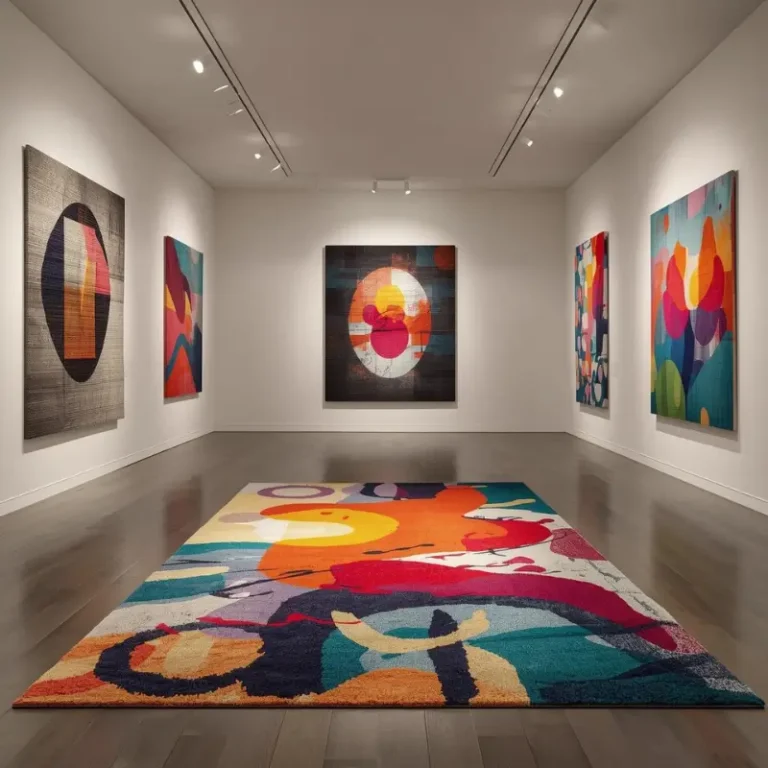 Colorful Abstract Modern Wool Rugs for Contemporary Art Gallery Interiors