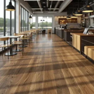 Glue-Down LVT Flooring Smoked Walnut Home Office Seamless Installation Luxury Vinyl Interior UAE