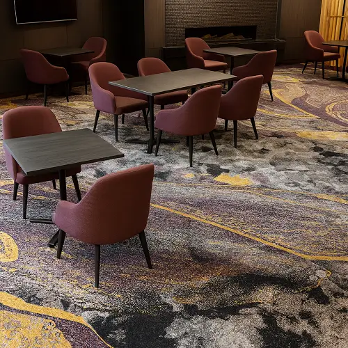 Gray, Black, Gold, Brown and Burgundy Hotel Carpet