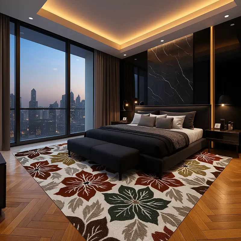 Hand Tufted Carpet in Bedroom