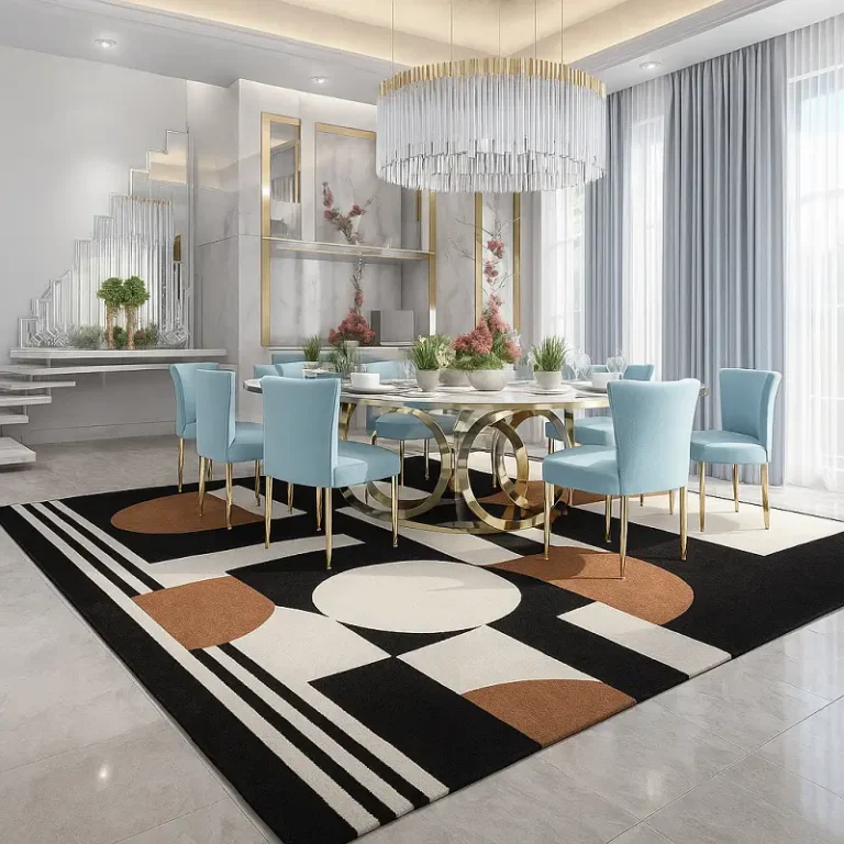 Hand Tufted Carpet in Dining Room