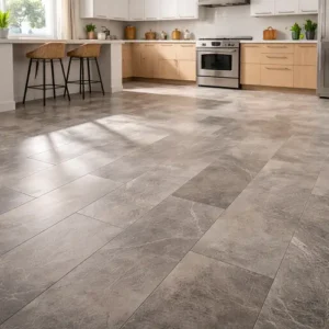 Loose Lay LVT Flooring Grey Stone Kitchen Interior Natural Light Waterproof Vinyl Flooring UAE