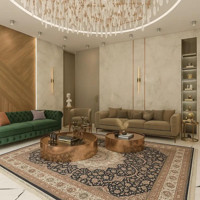 Luxury Carpet in Modern Furnished Living Room