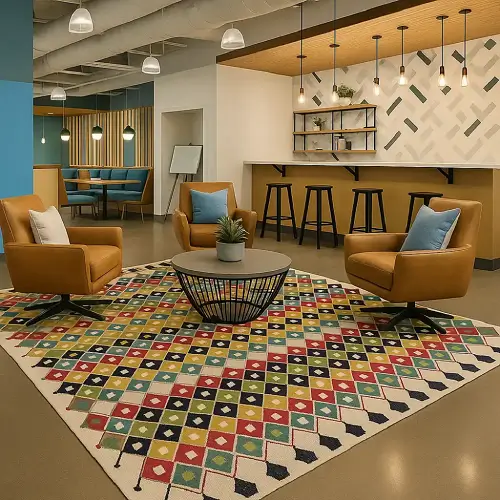 Multicolored Hand Tufted Rugs in living room