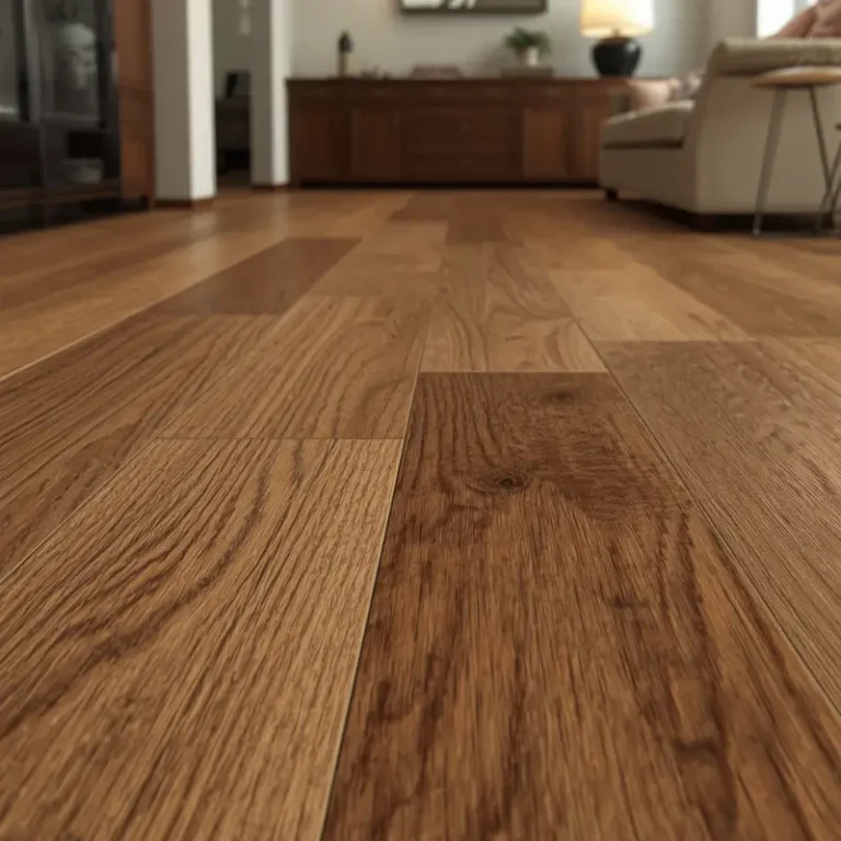 Natural grain solid hardwood flooring in a luxury hotel lounge hospitality interior.