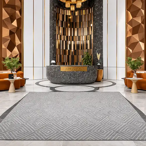 Patterned Frieze Carpet in Luxury Hotel