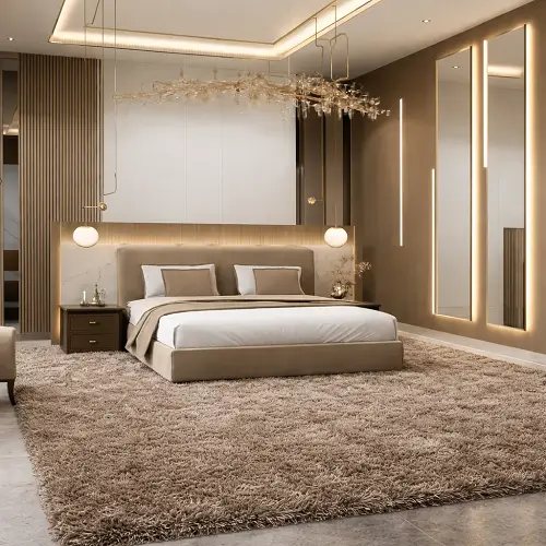 Shaggy Frieze Carpet in Bedroom