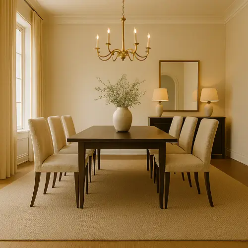beige Bouclé Sisal Carpets in dining area
