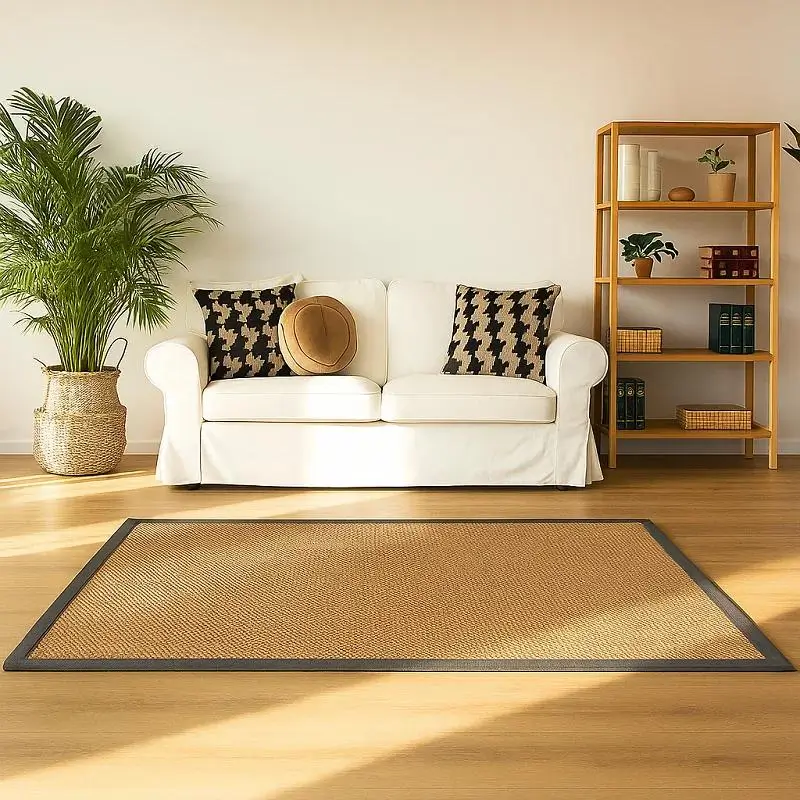 beige sisal carpet in livingroom