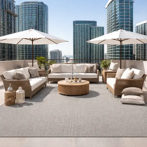 grey Nylon Outdoor Carpet in balcony