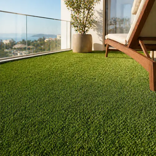 Premium artificial grass carpet on modern Dubai villa balcony terrace