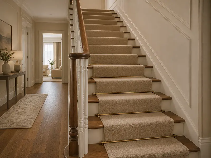 Carpet runner fitted on a Dubai staircase