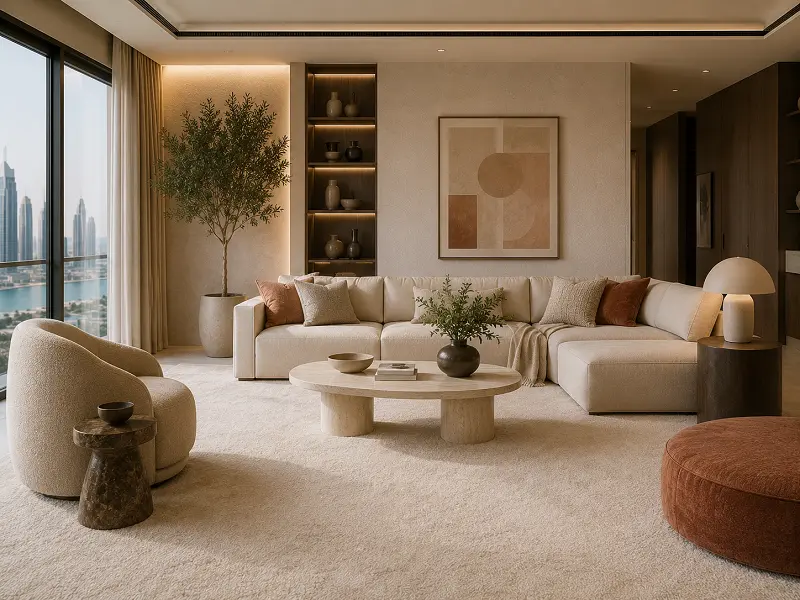 Premium wool carpet in a Dubai living room