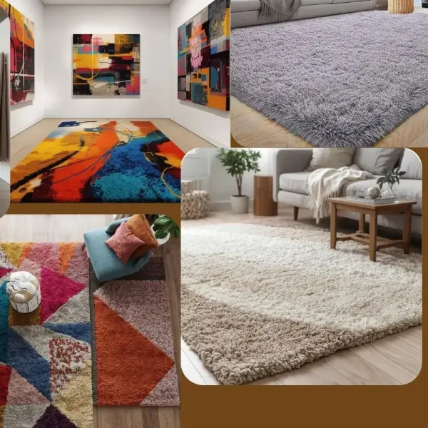 Multi-Color & Cream Modern Shaggy Rugs for Stylish Bedroom Interiors